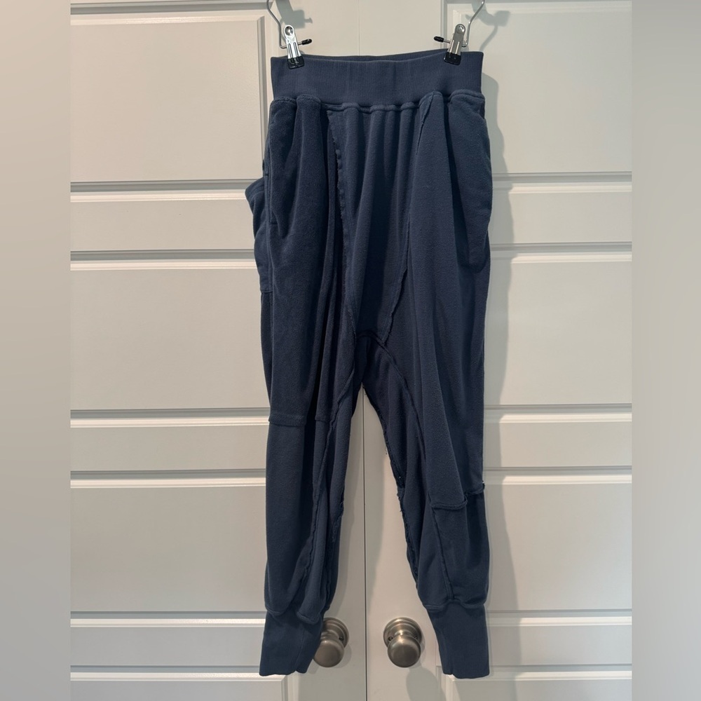 Free People Movement Rava Terry Contrast Joggers Blue Harem Pant Sweats Size XS